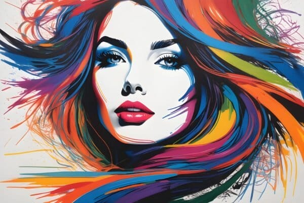 Mujer y Garabatos caóticos - Anonimo