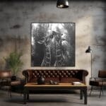 Imagen en blanco y negro de dos jirafas jugando_ATAI