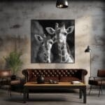 Cría de jirafa en blanco y negro, con su pequeña cabeza_ATAI