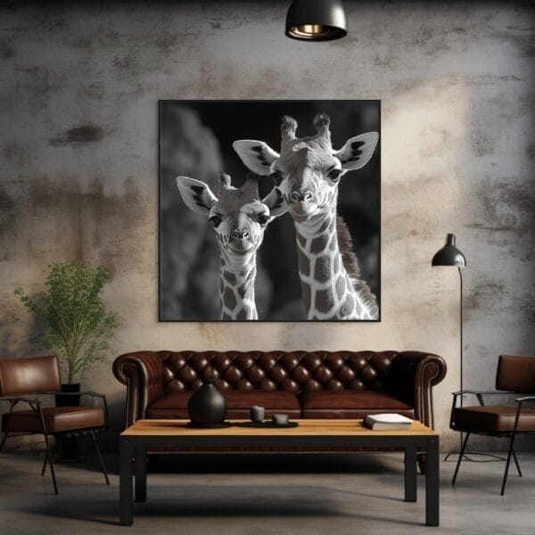 ATAI0233 Cría de jirafa en blanco y negro, con su pequeña cabeza_ATAI