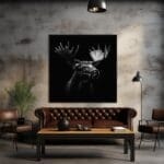 Imagen majestuosa en blanco y negro de un alce_ATAI