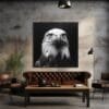 Retrato impactante en blanco y negro de un águila calva_ATAI