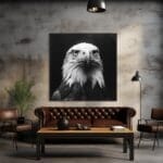 Retrato impactante en blanco y negro de un águila calva_ATAI