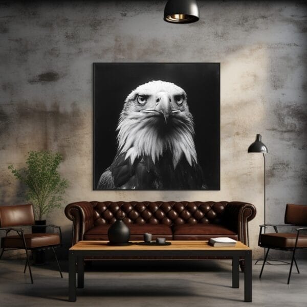 ATAI0241 Retrato impactante en blanco y negro de un águila calva_ATAI