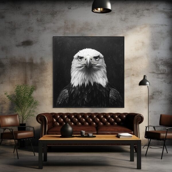 ATAI0243 Retrato impactante en blanco y negro de un águila calva orgullosa_ATAI