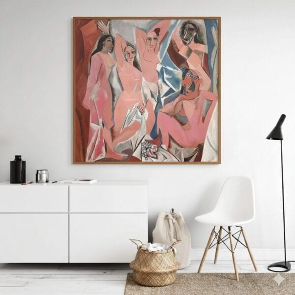 Gemini_Generated_Image_dl2zi2dl2zi2dl2z Las señoritas de aviñón - Pablo Picasso, 48x48, Marco Madera
